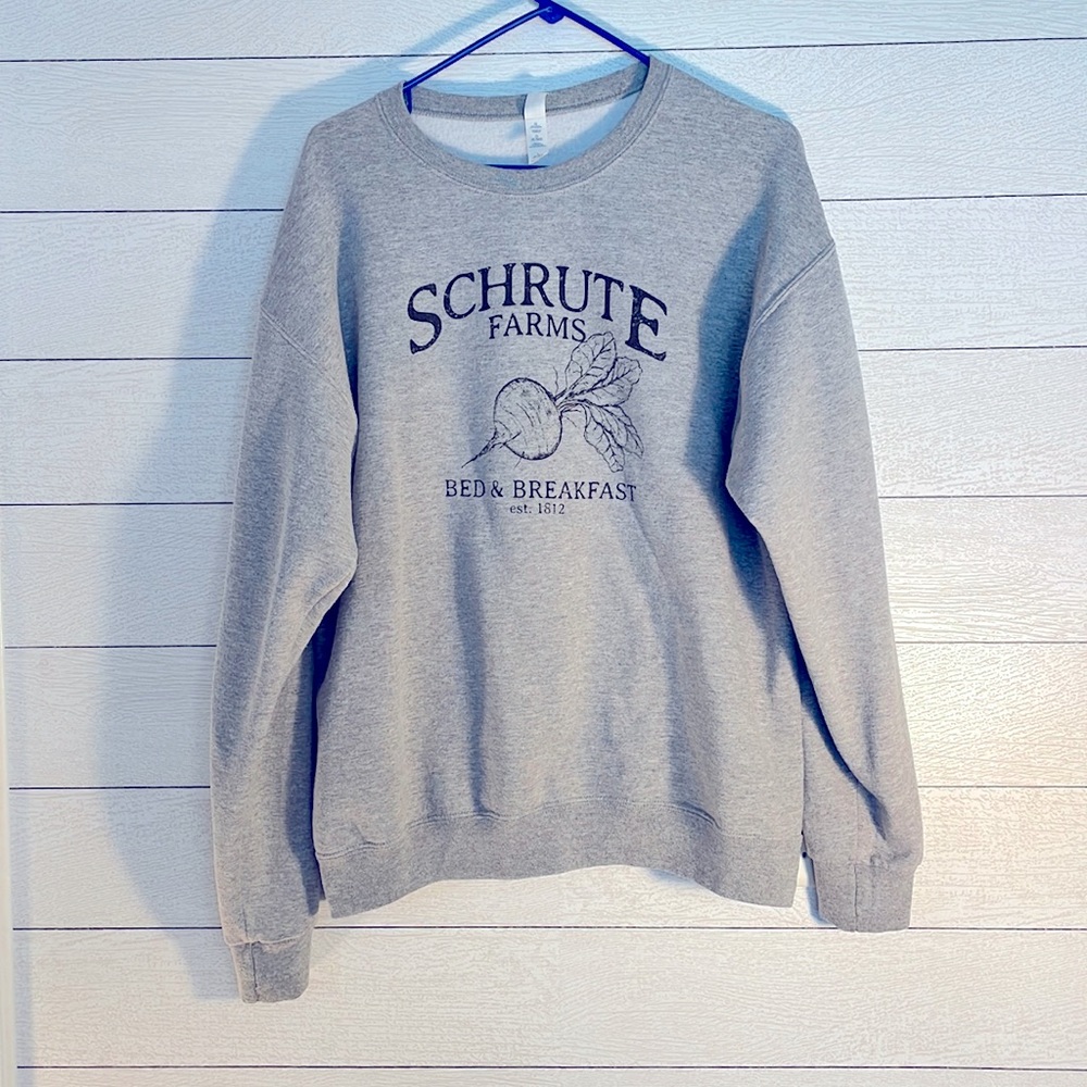 Schrute Farms Crew Neck Grey Sweatshirt L